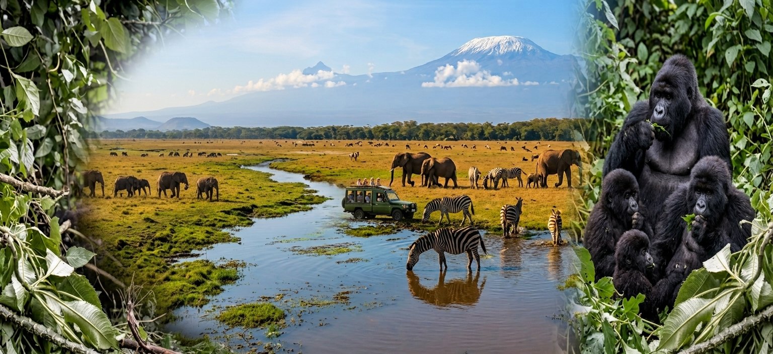 UGANDA GORILLA TO KENYA BEACH SAFARI
